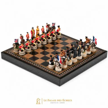 Ensemble Bataille de Waterloo III, pièces anglaises et françaises face à face sur l'échiquier