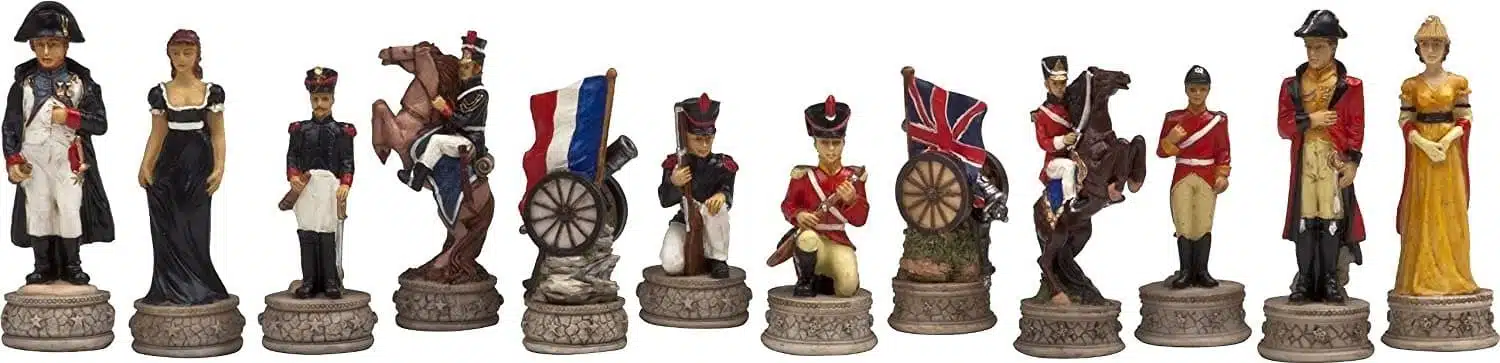 Ensemble Bataille de Waterloo 1 Echiquier en Bois et en Marbre et Jeu d'Echecs Peint à la Main - Image 9