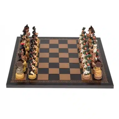 Ensemble Napoléon Campagne de Russie II Jeu d'Echecs en Résine et Echiquier en Similicuir Noir - Image 9