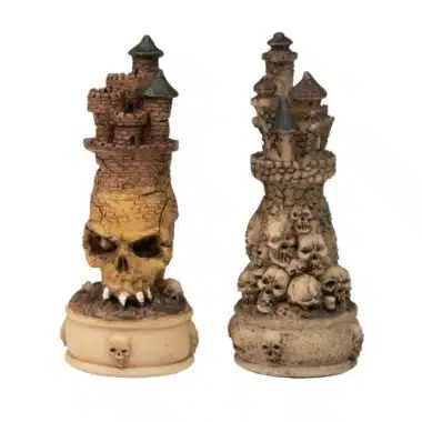 Ensemble Mort-Vivant III Echiquier en Similicuir Ancien Monde Avec Rangement et Jeu d'Echecs en Résine Peint à la Main - Image 15