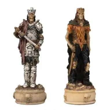 Ensemble Mort-Vivant III Echiquier en Similicuir Ancien Monde Avec Rangement et Jeu d'Echecs en Résine Peint à la Main - Image 19