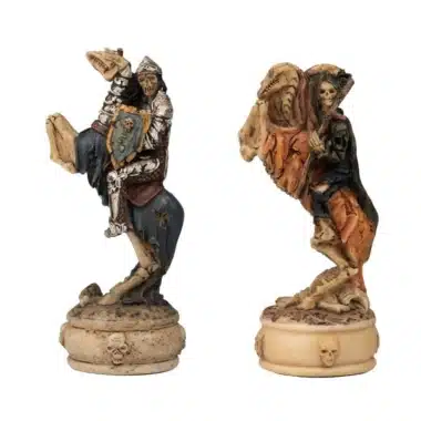 Ensemble Mort-Vivant III Echiquier en Similicuir Ancien Monde Avec Rangement et Jeu d'Echecs en Résine Peint à la Main - Image 18