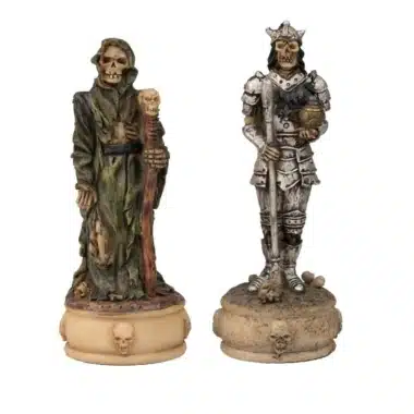 Ensemble Mort-Vivant III Echiquier en Similicuir Ancien Monde Avec Rangement et Jeu d'Echecs en Résine Peint à la Main - Image 16