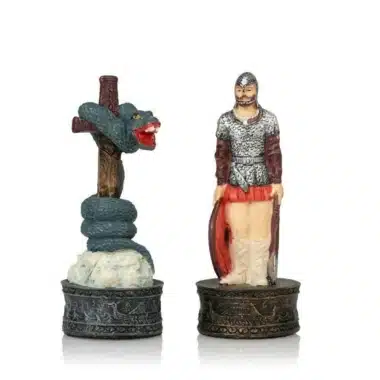 Ensemble Viking II Echiquier Coffret en  Similicuir et Jeu d'Echecs Peint à la Main - Image 7