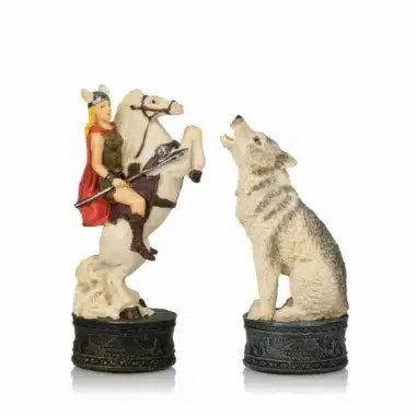 Ensemble Viking II Echiquier Coffret en  Similicuir et Jeu d'Echecs Peint à la Main - Image 6