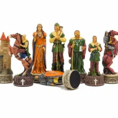 Ensemble Robin des Bois II Echiquier en Bois d'Erable et de Bruyère & Jeu d'Echecs en Résine Peint à la Main - Image 10