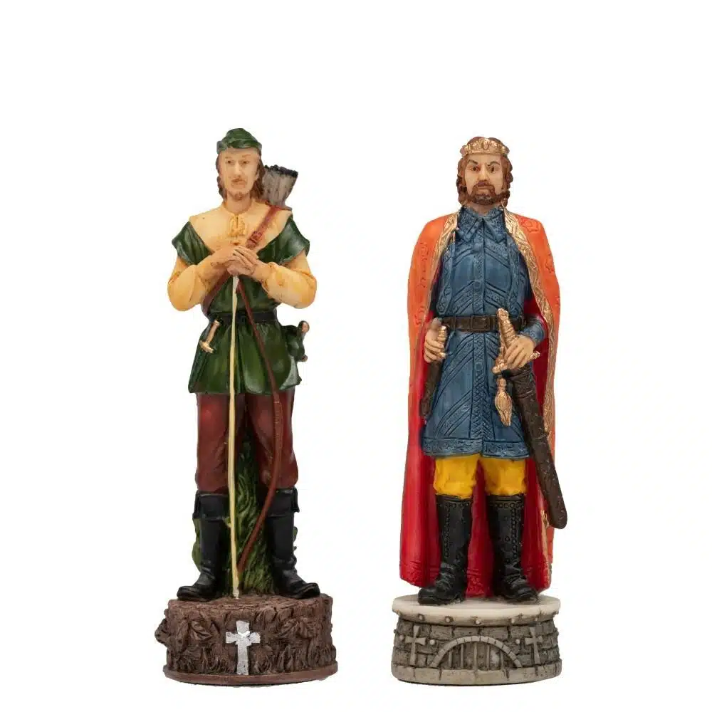 Ensemble Robin des Bois Echiquier en Similicuir & Jeu d'Echecs en Résine Peint à la Main - Image 15