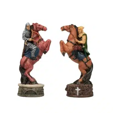 Ensemble Robin des Bois II Echiquier en Bois d'Erable et de Bruyère & Jeu d'Echecs en Résine Peint à la Main - Image 13
