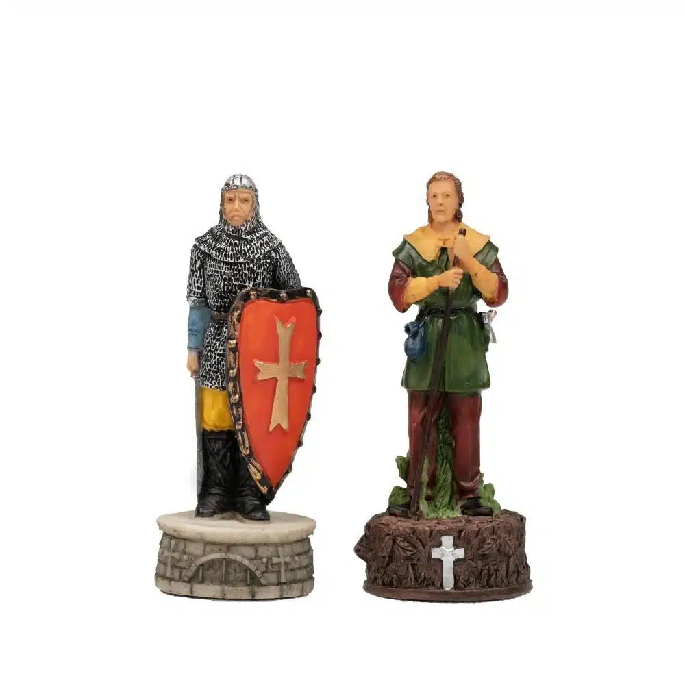Ensemble Robin des Bois Echiquier en Similicuir & Jeu d'Echecs en Résine Peint à la Main - Image 13