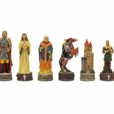 Ensemble Robin des Bois II Echiquier en Bois d'Erable et de Bruyère & Jeu d'Echecs en Résine Peint à la Main - Image 8