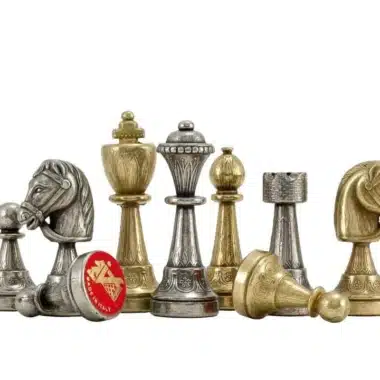 Ensemble Staunton Mix VIII Echiquier en Cuir et Jeu d'Echecs en Métal - Image 4
