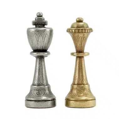 Ensemble Staunton Mix VIII Echiquier en Cuir et Jeu d'Echecs en Métal - Image 9