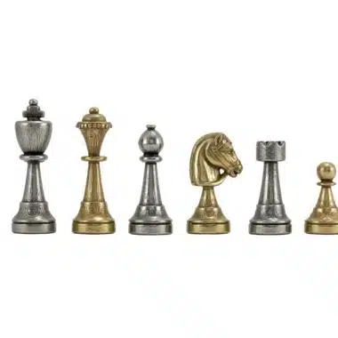 Ensemble Staunton Mix VIII Echiquier en Cuir et Jeu d'Echecs en Métal - Image 5