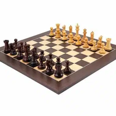 Ensemble complet Sandringham, échiquier wengé et pièces en bois de rose doré