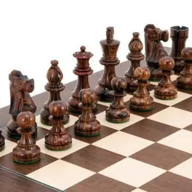 Ensemble French Knight III Echiquier en Bois de Rose et d'Erable & Pièces d'Echecs en Bois de Rose - Image 3