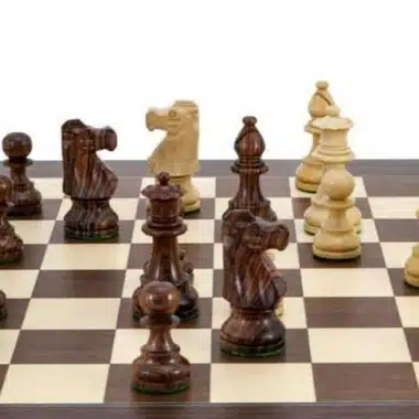 Ensemble French Knight III Echiquier en Bois de Rose et d'Erable & Pièces d'Echecs en Bois de Rose - Image 4
