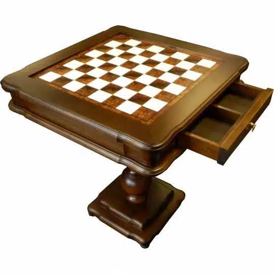 Table Classique Echiquier et Compartiment de Rangement en Bois de Bruyère et de Hêtre - Image 2