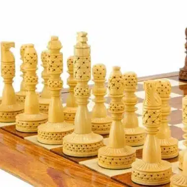 Jeu d'Echecs "Tours" en Bois de Rose Doré et Buis