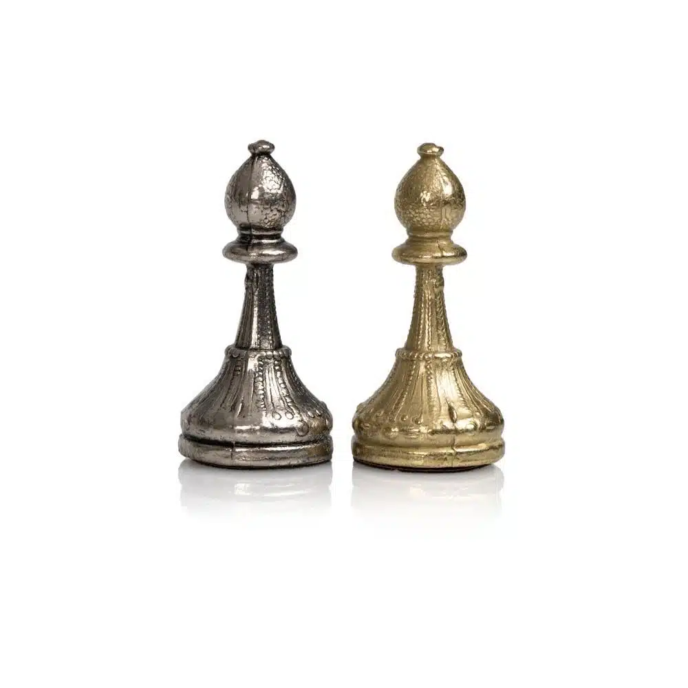 Ensemble Mignon Flower XI Echiquier avec Rangement en Bois de Noyer et Erable et Jeu d'Echecs en Métal - Image 12