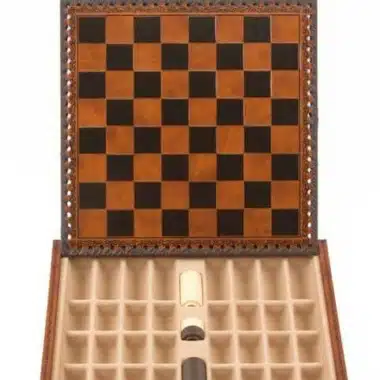 Ensemble Napoleon II Echiquier en Similicuir & Jeu d'Echecs en Métal Massif - Image 11