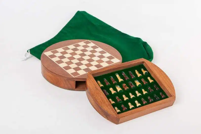 Ensemble Magnétique de Voyage Rond avec Tiroir de Rangement en Bois - Image 4