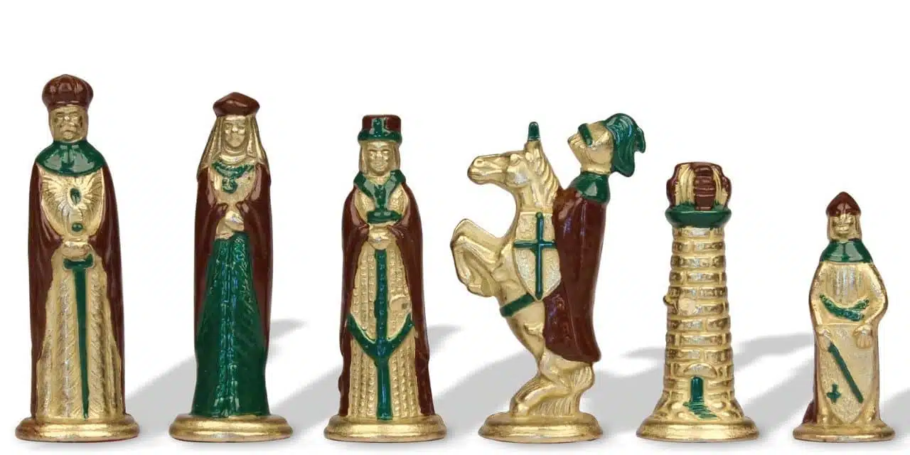 Jeu d'Echecs en Métal Peint à la Main Médiéval - Image 2