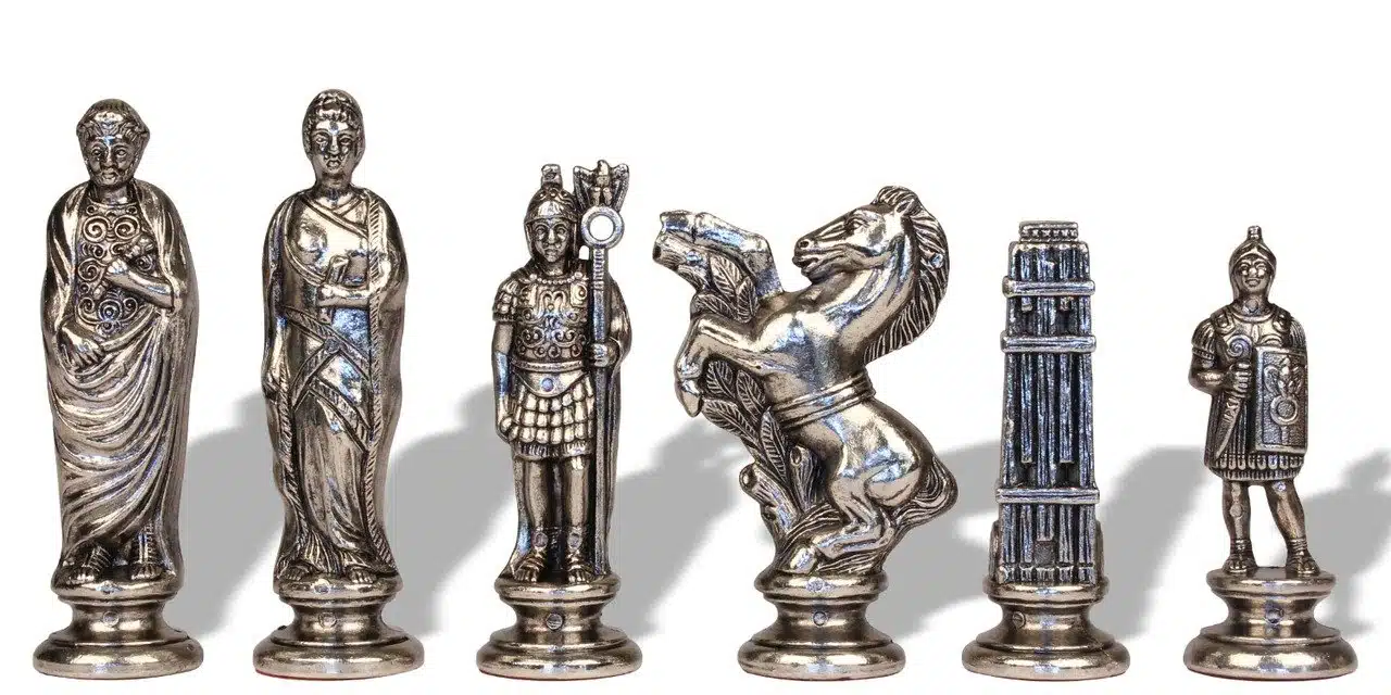 Ensemble César IV Grand Echiquier en Bois Noir et Blanc et Pièces d'Echecs en Métal - Image 6