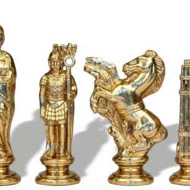 Ensemble César IV Grand Echiquier en Bois Noir et Blanc et Pièces d'Echecs en Métal - Image 7