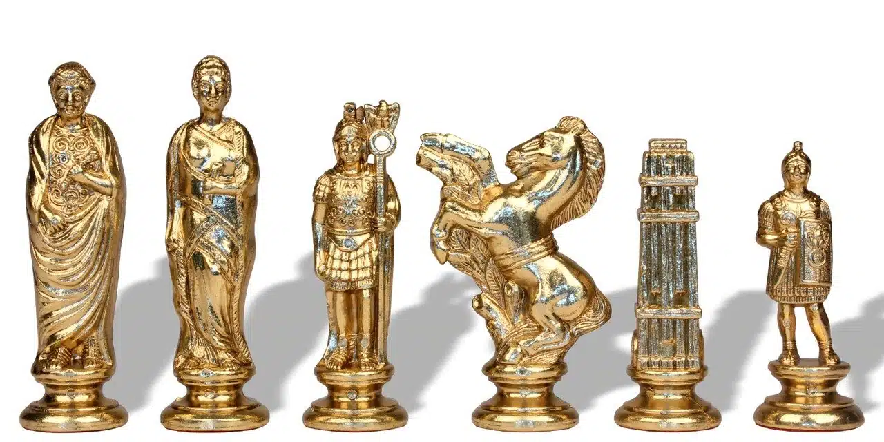 Ensemble César IV Grand Echiquier en Bois Noir et Blanc et Pièces d'Echecs en Métal - Image 7
