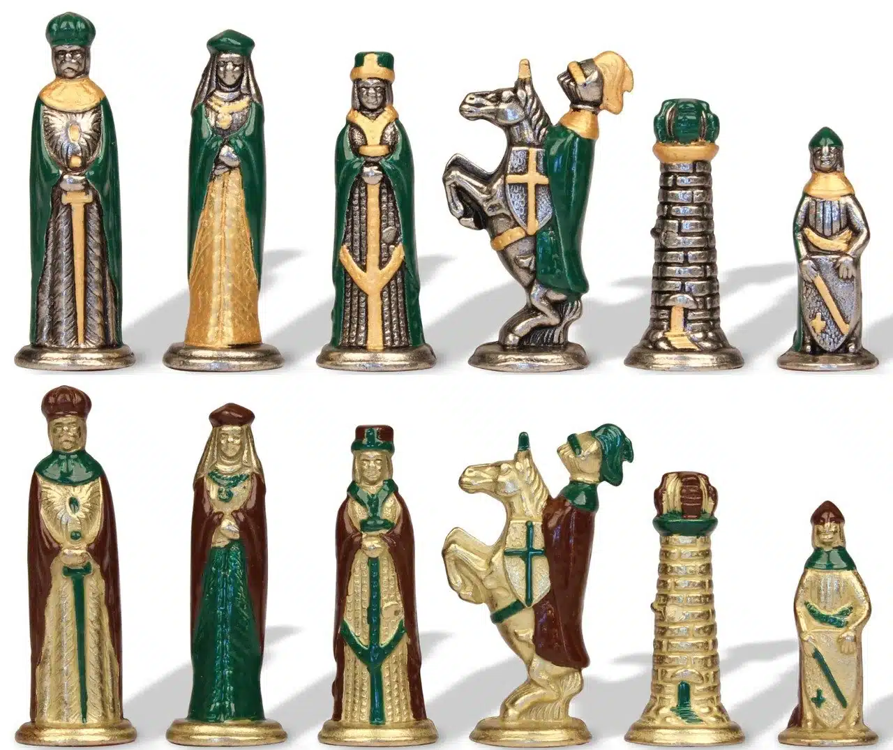 Jeu d'Echecs en Métal Peint à la Main Médiéval - Image 4