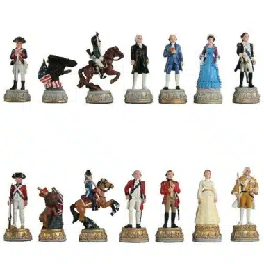 Jeu d'Echecs en Etain Peint à la Main "Révolution Américaine"