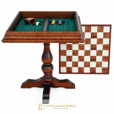 Table "Deux en Un" Echiquier, Jeu d'Echecs et de Backgammon en Racine de Bruyère