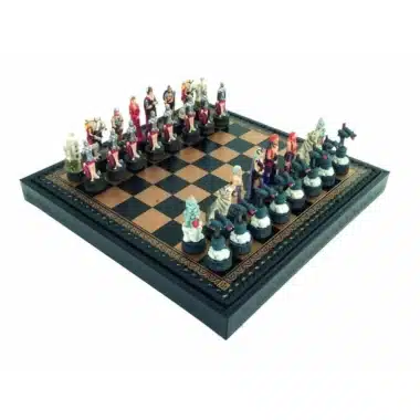 Ensemble Viking II Echiquier Coffret en  Similicuir et Jeu d'Echecs Peint à la Main