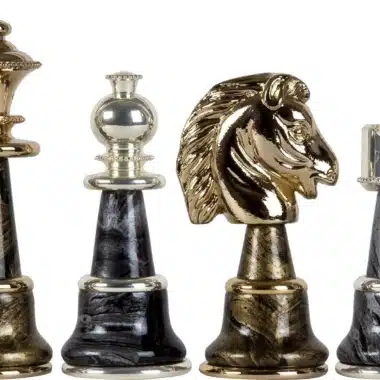 Jeu d'Echecs en Bois et Laiton Massif  Plaqué Or et Argent Staunton Fantasy XL