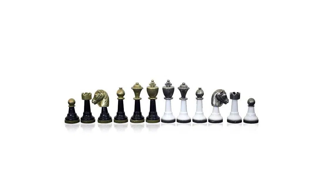Ensemble Staunton Design X Jeu d'Echecs et Echiquier en Marbre Noir et Blanc - Image 5