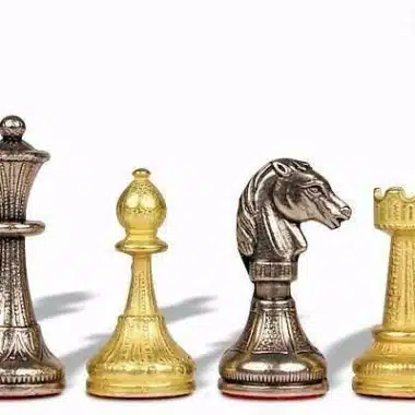 Ensemble Arabesque Echiquier en Bois avec Tiroir de Rangement et Jeu d'Echecs Staunton en Metal - Image 5