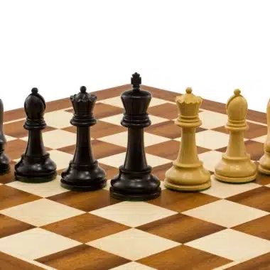 Ensemble Leningrad Echiquier en Bois d'Acajou et Jeu d'Echecs en Bois de Buis Ebonisé - Image 8