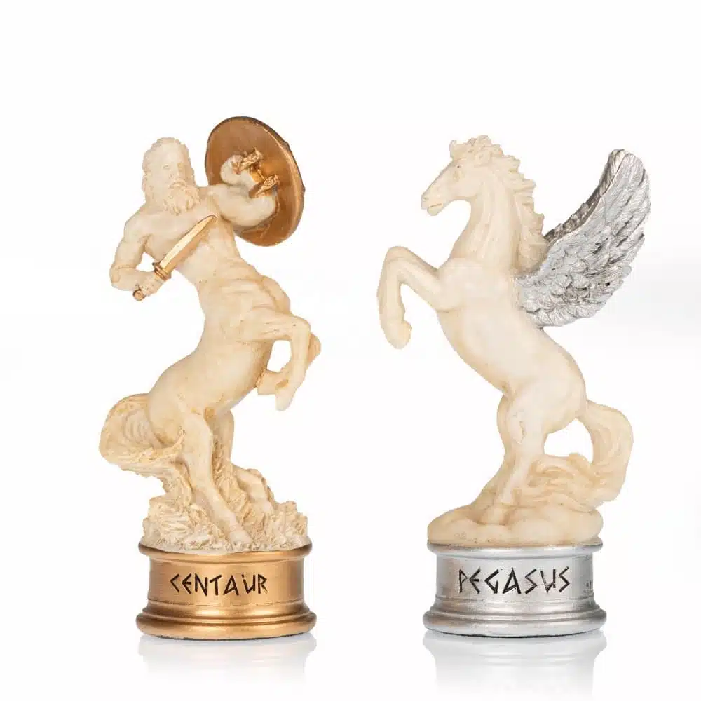 Jeu d'Echecs Mythologie Grecque Peint à la Main et Echiquier Grec Noir et Blanc - Image 9