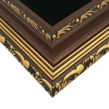 Jeu d'Echecs Staunton en Bois et Metal et Echiquier avec Rangement en Bois et Feuilles d'Or - Image 13