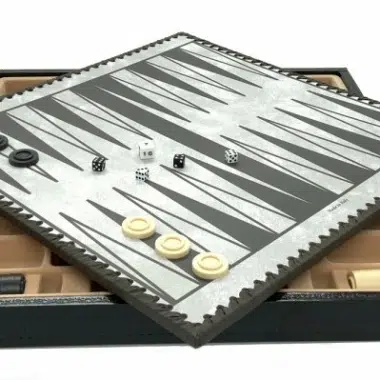 Jeu d'Échecs Contemporain - Échiquier et Backgammon à rangement en similicuir & Pièces en métal