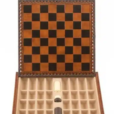 Petit Jeu d'Echecs en Bois et Echiquier en Similicuir - Image 8