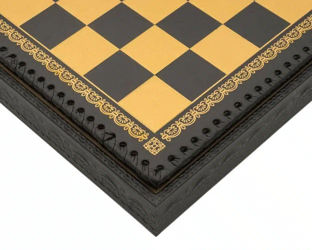 Jeu d'Échecs Contemporain - Échiquier et Backgammon à Rangement en Similicuir & Pièces en Laiton - Image 16