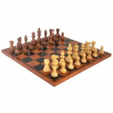 Jeu d'échecs complet avec pièces en bois d'acacia et échiquier similicuir