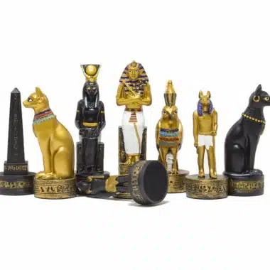 Alternative view of Jeu d'Echecs Égypte Ancienne en Résine & Échiquier en Similicuir Noir et Doré
