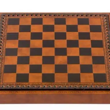Petit Jeu d'Echecs en Bois et Echiquier en Similicuir - Image 6