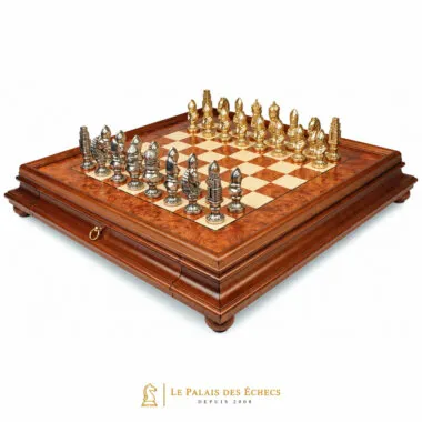 Jeu d'échecs Moncada complet, coffret en bois de bruyère avec tiroir