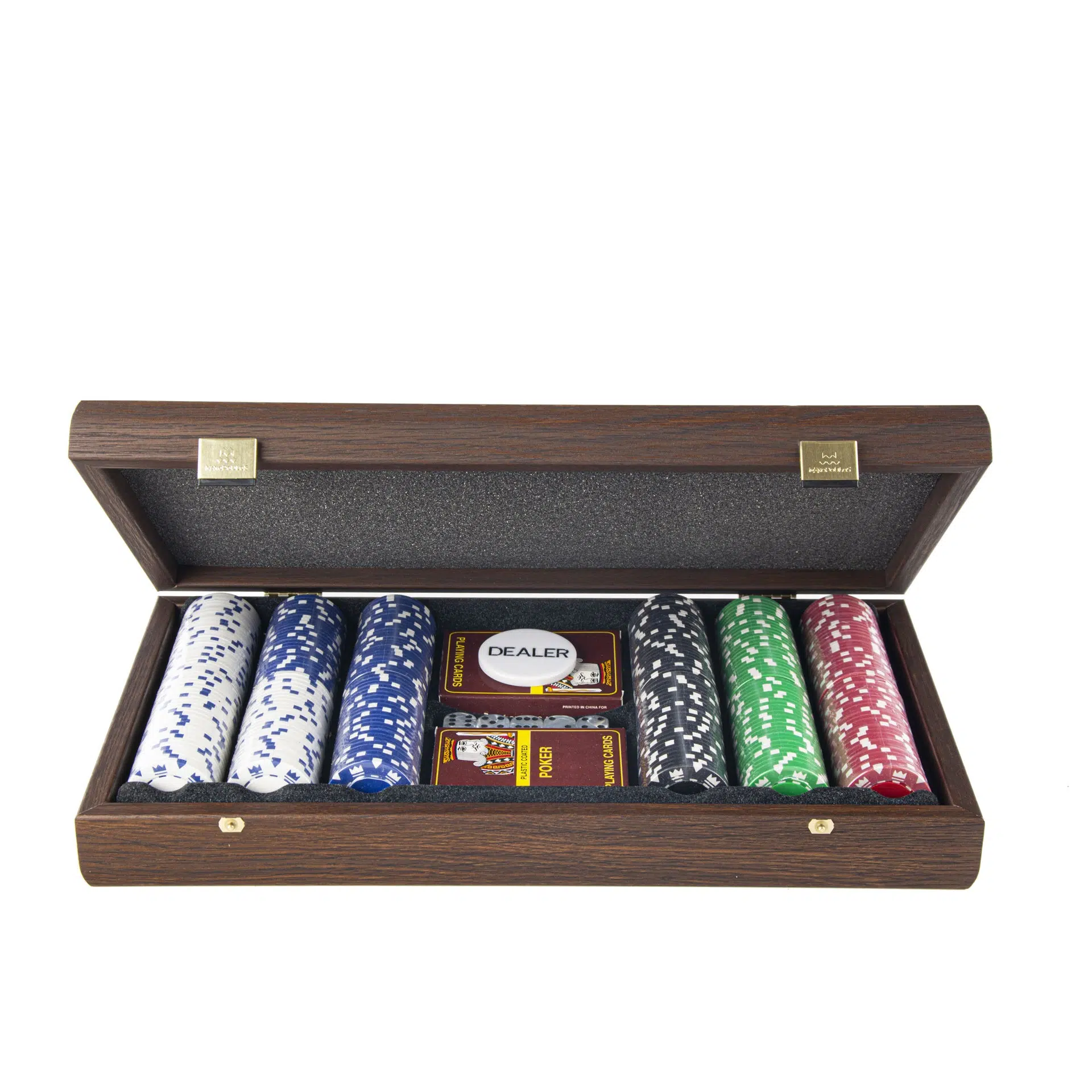 Ensemble de Poker - Mallette en Bois de Noyer Foncé