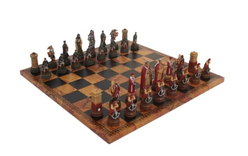 Jeu d'Echecs Camelot - Échiquier Similicuir & Jeu d'échecs en Résine