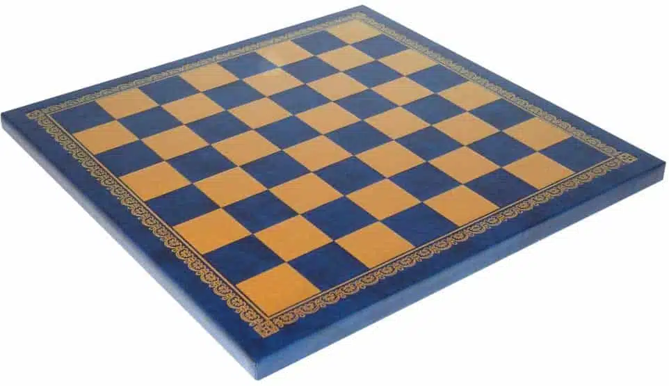 Jeu d'Echecs en Résine Mythologie Grecque : La Bataille de Troie et Échiquier en Similicuir Doré et Bleu - Image 9