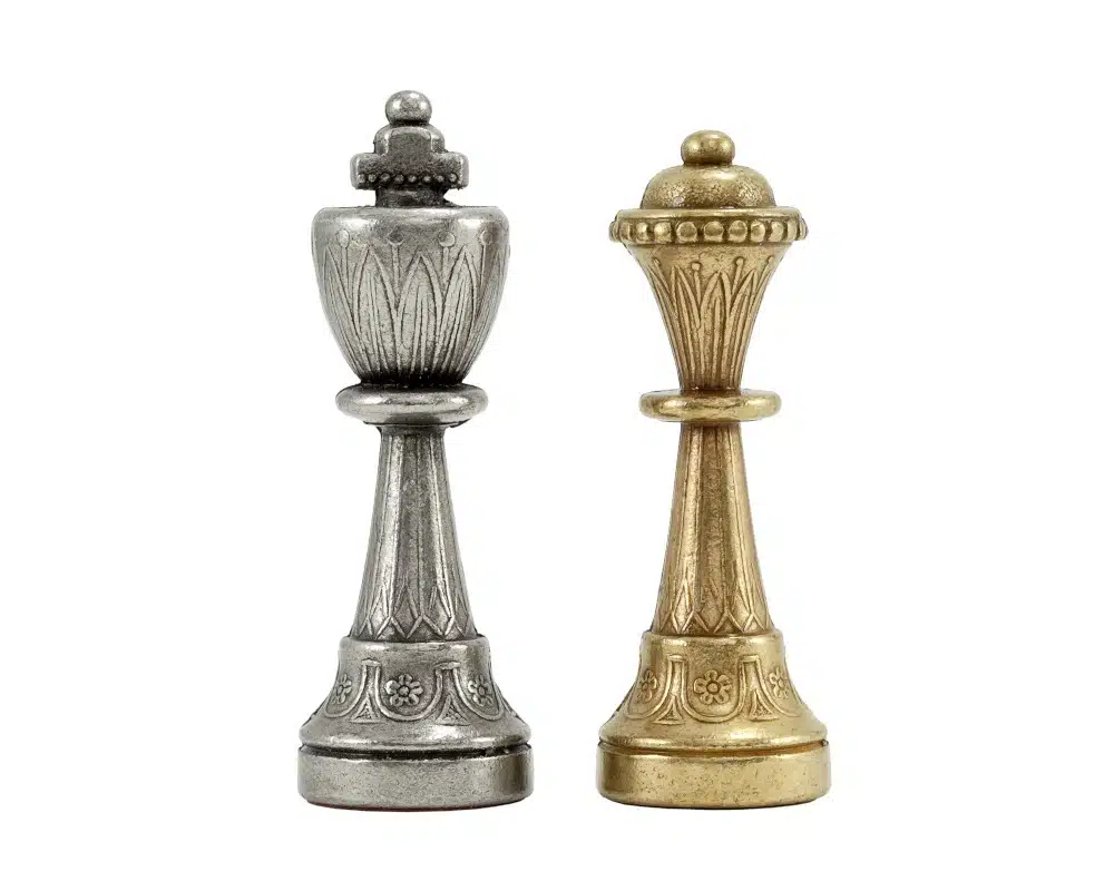 Jeu d'Echecs Staunton en Métal & Échiquier en Similicuir Ancienne Carte du Monde - Image 7